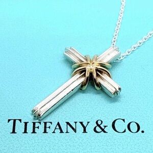 Tiffany & Co. 750 18K Gold & Sterling Silver Signature Cross Retired Rare